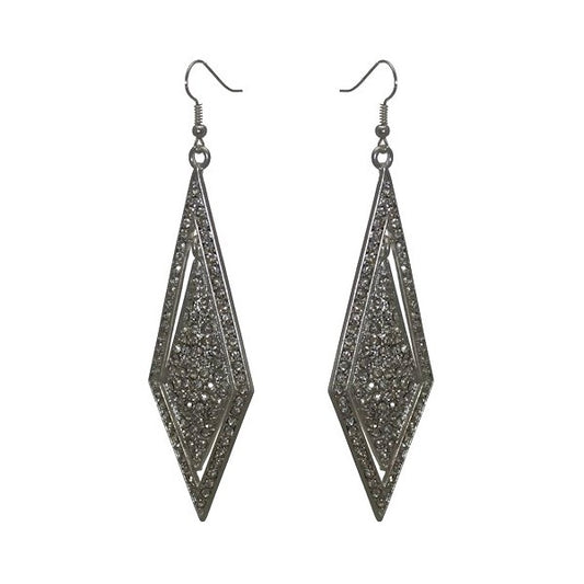 ALZUBRA Silver tone Crystal Hook Earrings