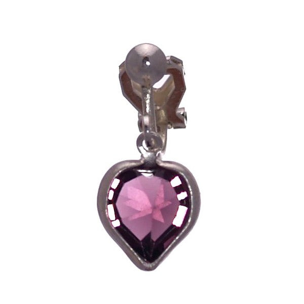 AMARA Light Amethyst Crystal Heart Silver Plated Clip On Earrings