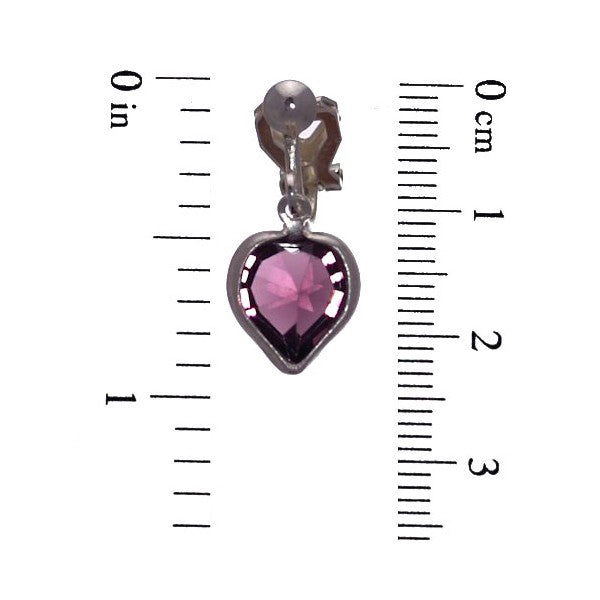 AMARA Light Amethyst Crystal Heart Silver Plated Clip On Earrings