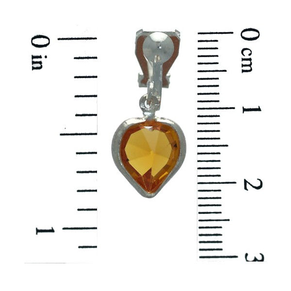 AMARA Topaz Crystal Heart Silver Plated Clip On Earrings