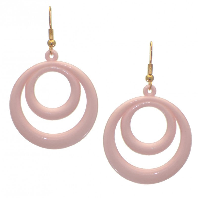 Amiela Gold tone Baby Pink Hook Earrings