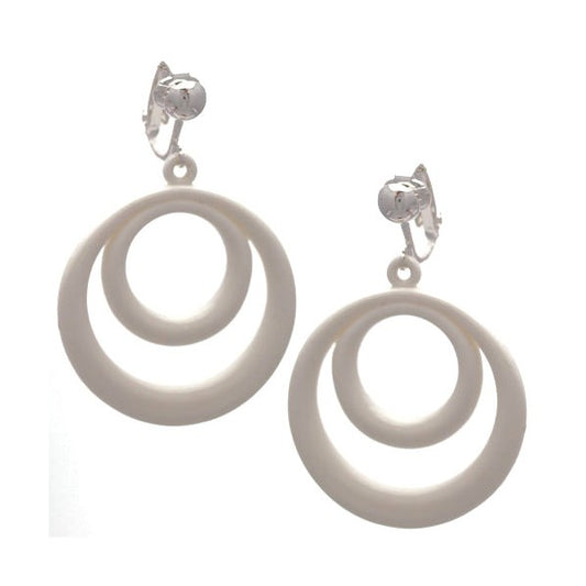 Amiela Silver plated White Drop Clip On Earrings