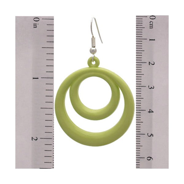 Amiela Silver tone Lime Green Hoop Hook Earrings