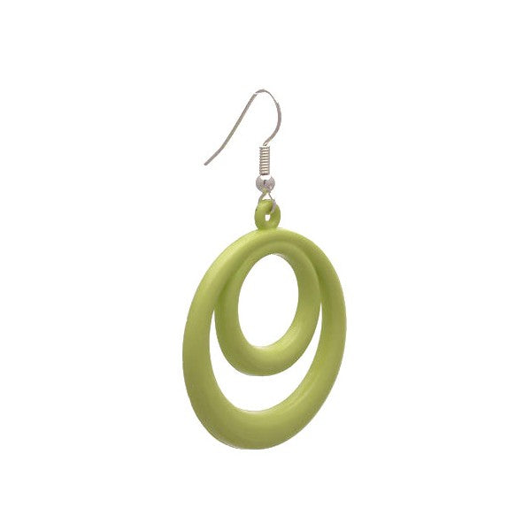 Amiela Silver tone Lime Green Hoop Hook Earrings