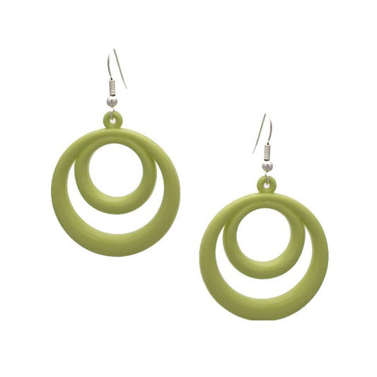 Amiela Silver tone Lime Green Hoop Hook Earrings