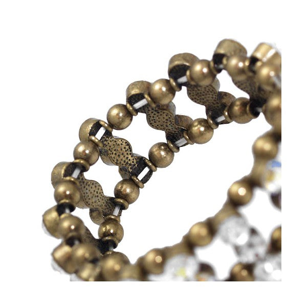 Amondi Burnished Gold tone AB Crystal Elasticated Bracelet