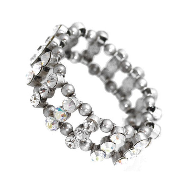 Amondi Burnished Silver tone AB Crystal Elasticated Bracelet