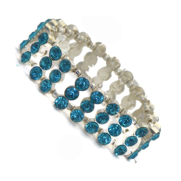 AMONDI Silver tone Turquoise Crystal Elasticated Bracelet
