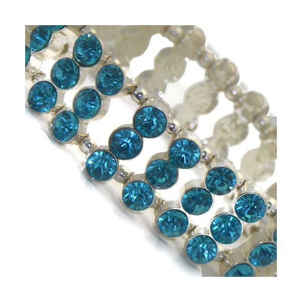 AMONDI Silver tone Turquoise Crystal Elasticated Bracelet