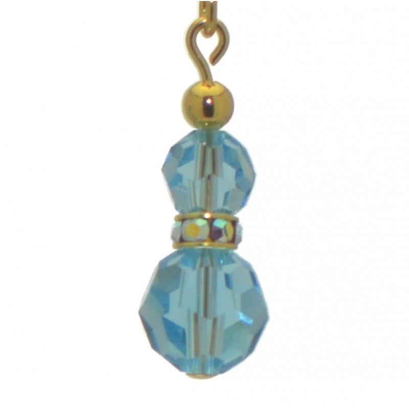 AMUNET gold plated aquamarine crystal hook earrings
