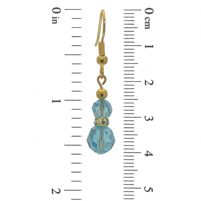 AMUNET gold plated aquamarine crystal hook earrings