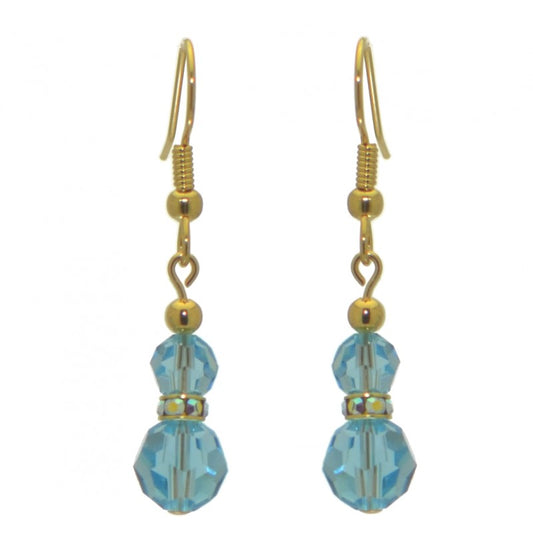 AMUNET gold plated aquamarine crystal hook earrings