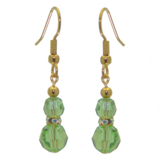 AMUNET gold plated peridot green crystal hook earrings