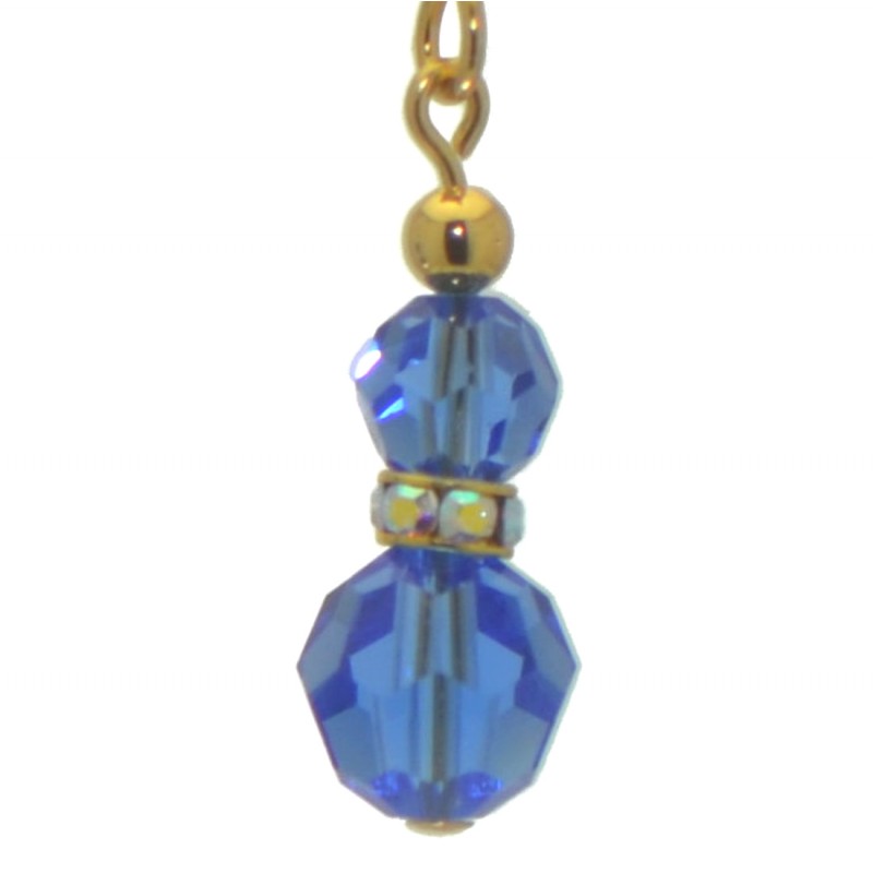 AMUNET gold plated sapphire blue crystal hook earrings
