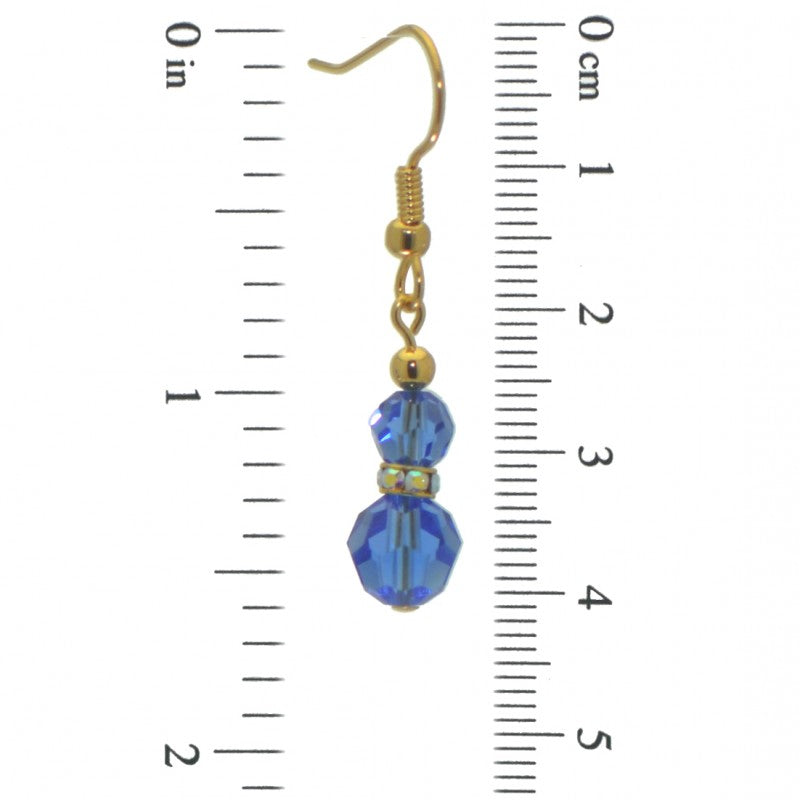 AMUNET gold plated sapphire blue crystal hook earrings