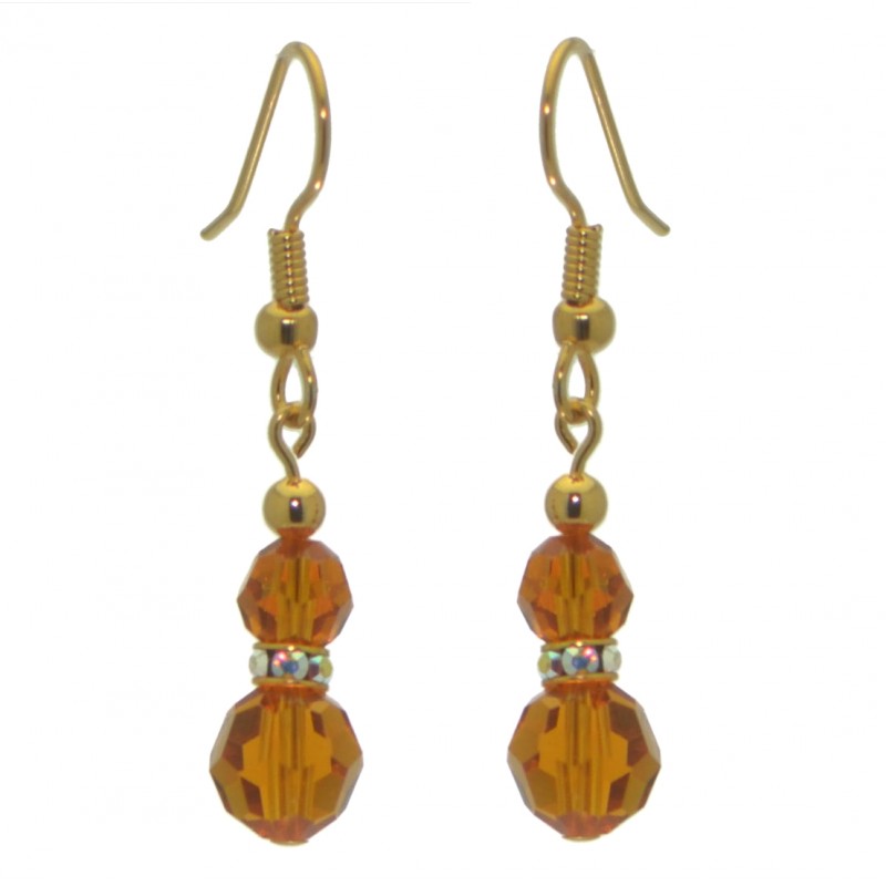 AMUNET gold plated topaz yellow crystal hook earrings