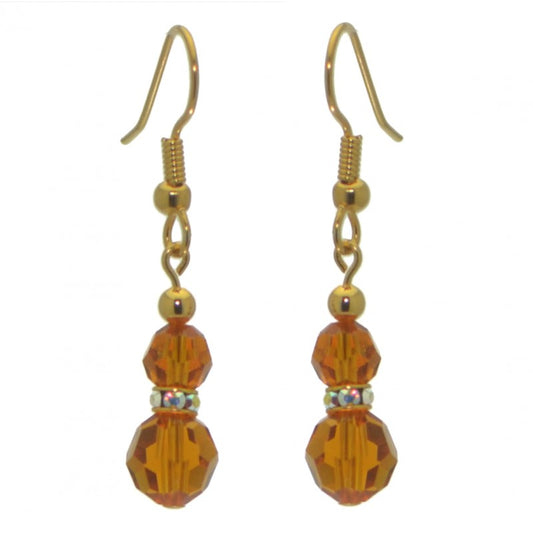 AMUNET gold plated topaz yellow crystal hook earrings