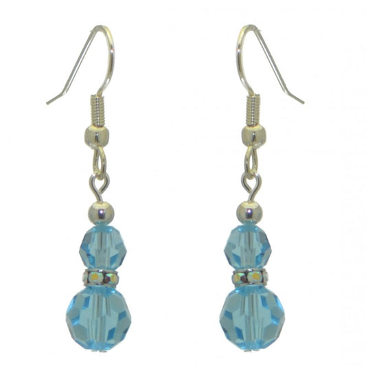 AMUNET silver plated aquamarine crystal hook earrings