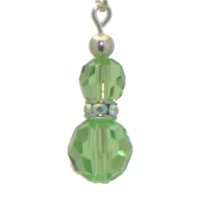 AMUNET silver plated peridot green crystal hook earrings