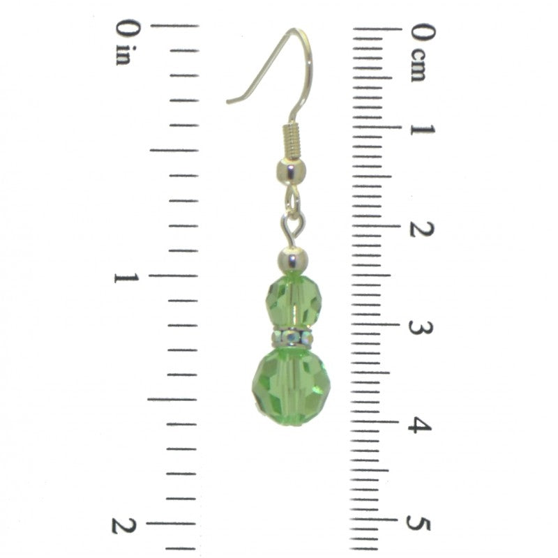 AMUNET silver plated peridot green crystal hook earrings
