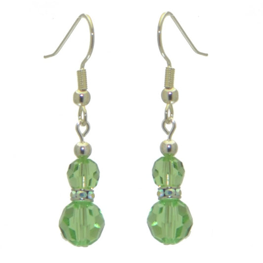 AMUNET silver plated peridot green crystal hook earrings