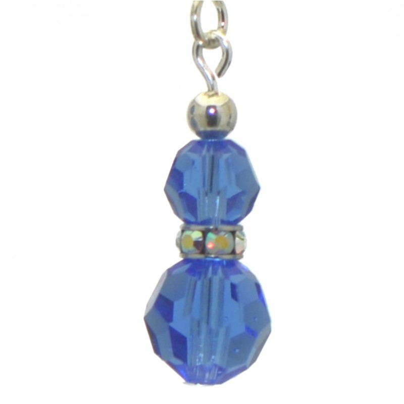 AMUNET silver plated sapphire blue crystal hook earrings