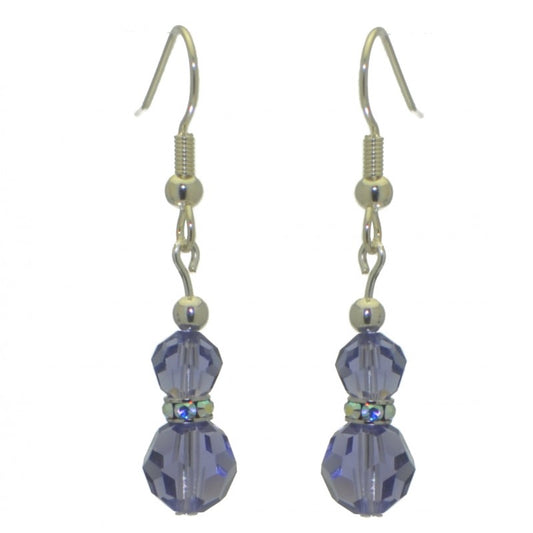 AMUNET silver plated tanzanite lilac crystal hook earrings