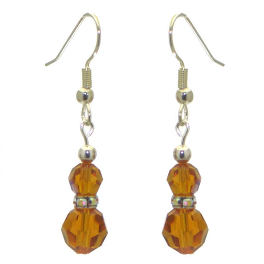 AMUNET silver plated topaz yellow crystal hook earrings