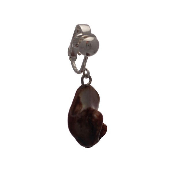 ANDREANA Silver plated Brown Shell Clip On Earrings