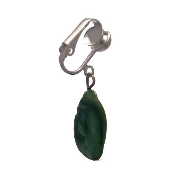 ANDREANA Silver plated Green Shell Clip On Earrings