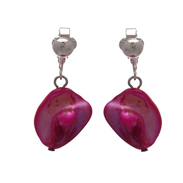 ANDREANA Silver plated Pink Shell Clip On Earrings