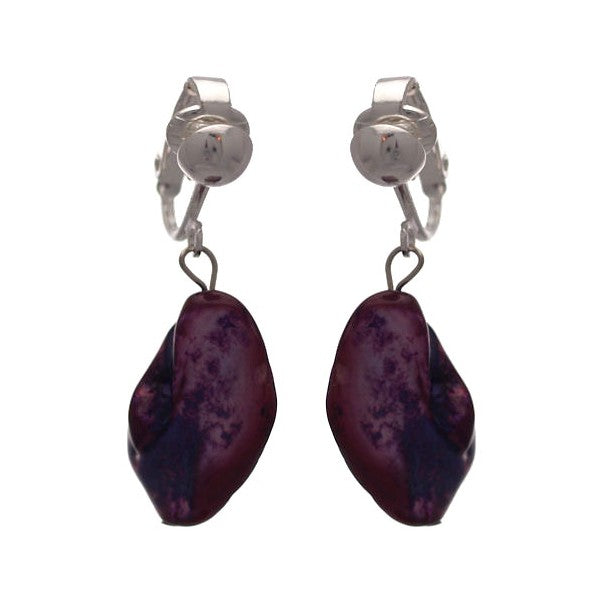 ANDREANA Silver plated Purple Shell Clip On Earrings