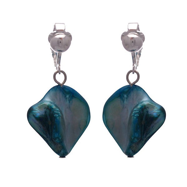 ANDREANA Silver plated Turquoise Shell Clip On Earrings