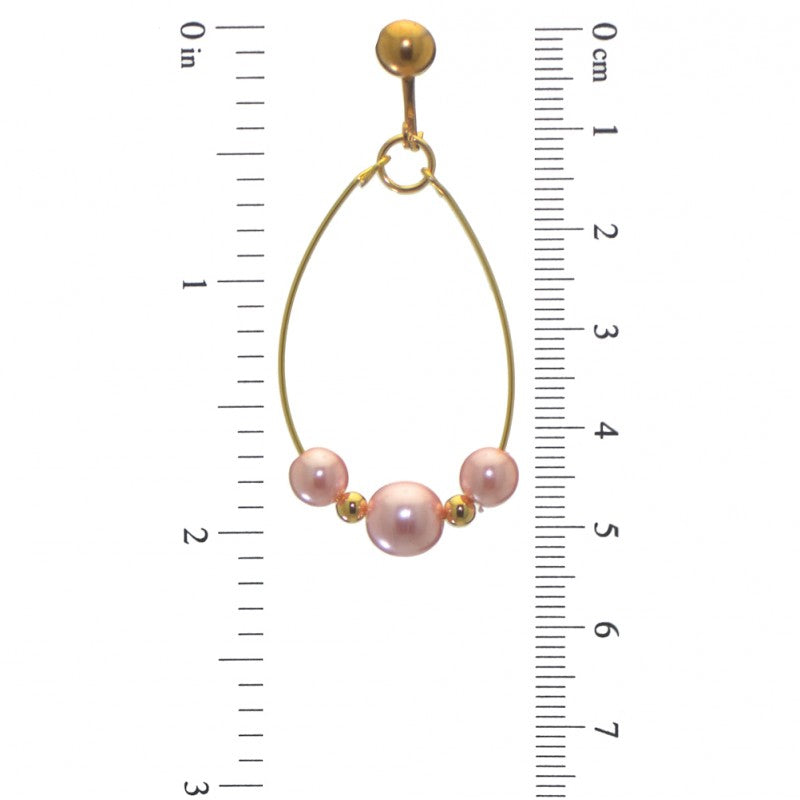 ANDROMEDA gold plated single hoop pink bead clip on earrings
