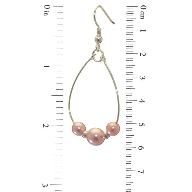 ANDROMEDA silver plated single hoop pink bead hook earrings