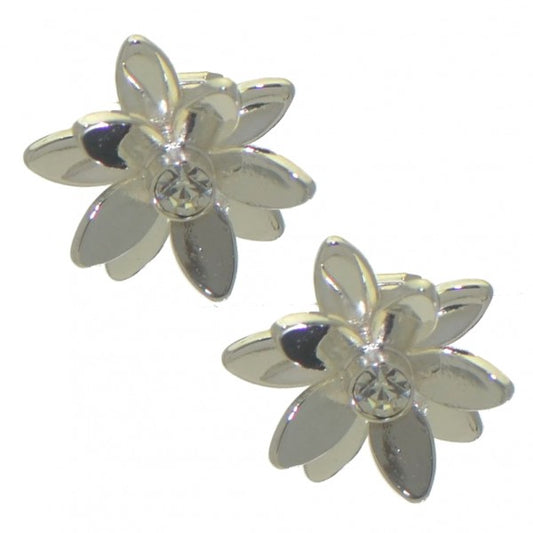 ANGERONA silver plated lotus clip on earrings by Rodney