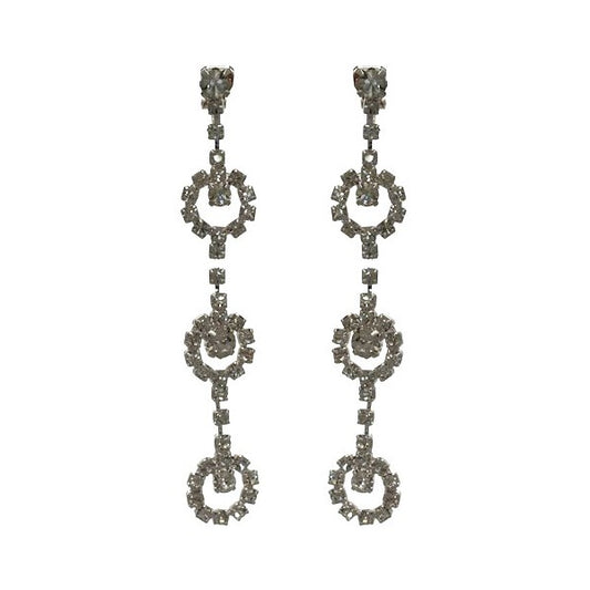 ANGHARAD Silver tone Crystal Clip On Earrings