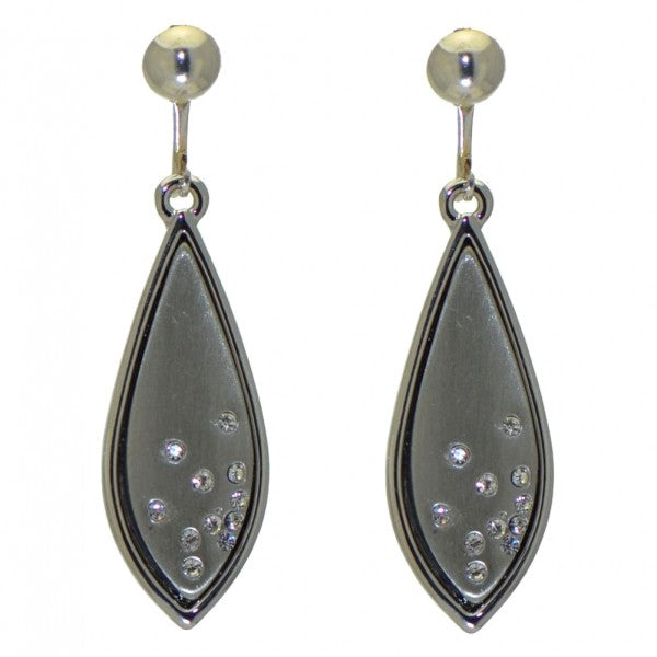 ANTONIA silver plated crystal teardrop clip on earrings