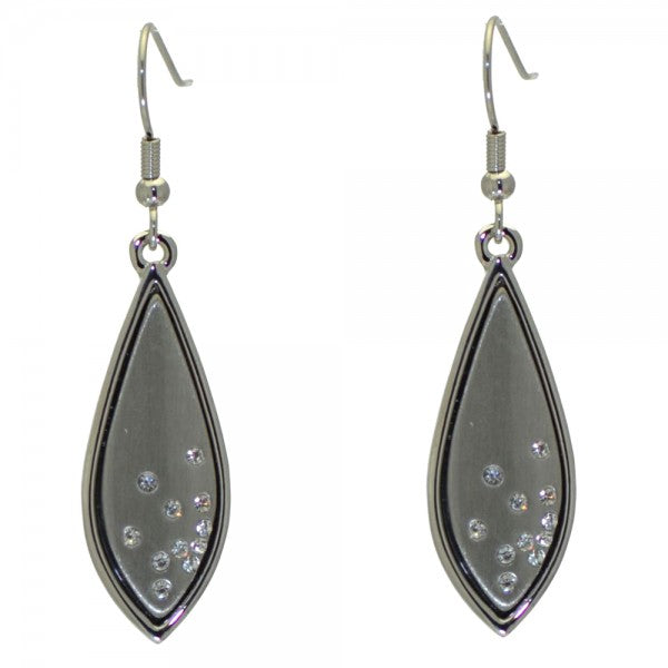ANTONIA silver plated crystal teardrop hook earrings