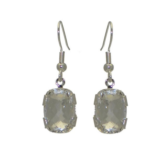 AOIBEHANN Silver Plated Clear Crystal Hook Earrings