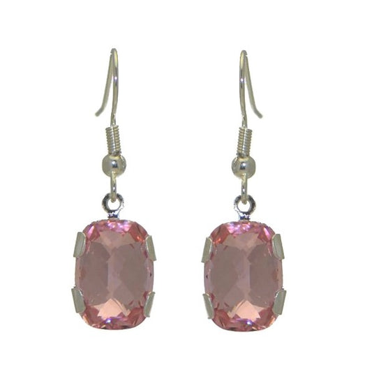 AOIBEHANN Silver Plated Light Rose Crystal Hook Earrings