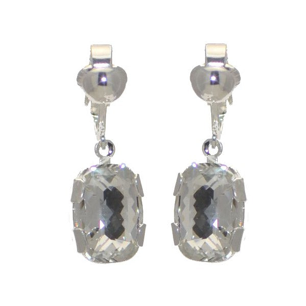 AOIBHEANN Silver Plated Clear Crystal Clip On Earrings