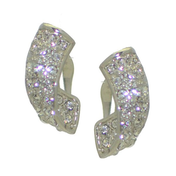 APOLLINA Silver Plated Crystal Clip On Earrings by Rodney