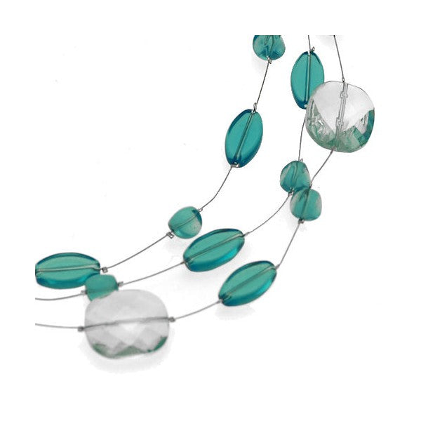 Aponi Silver tone Multi Wire Turquoise Choker Necklace