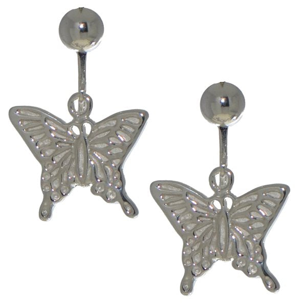 APORIA silver plated butterfly clip on earrings by VIZ