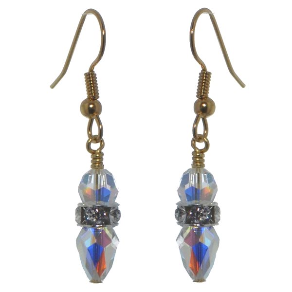 ARABESQUE Gold plated AB Crystal Hook Earrings