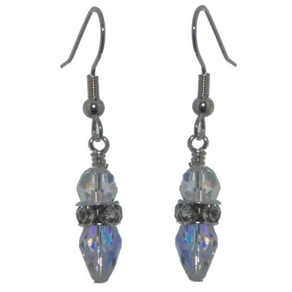 ARABESQUE Silver plated AB Crystal Hook Earrings