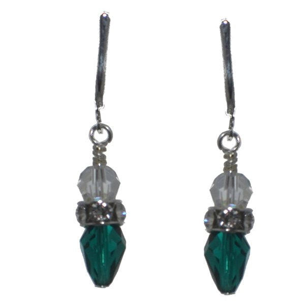 ARABESQUE Silver plated Emerald Clip On Earrings