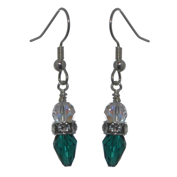ARABESQUE Silver plated Emerald Hook Earrings