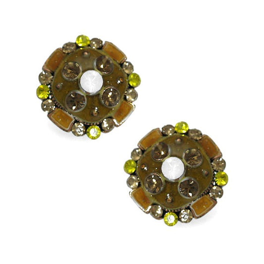 Arius Yellow Crystal Clip On Earrings